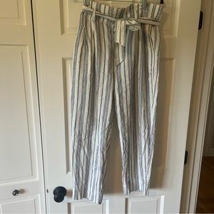 Madewell Linen Cotton Striped Paperbag Pants